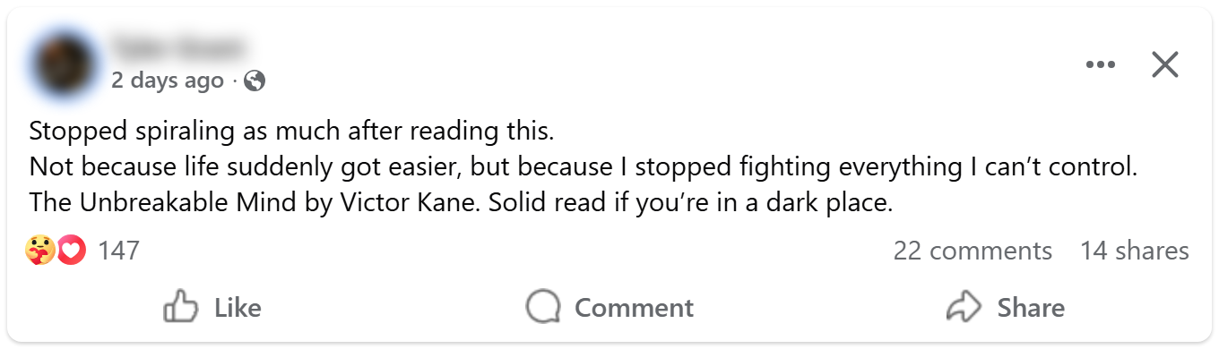Reader post about The Unbreakable Mind